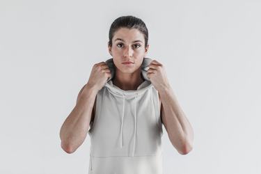 Grey Women's Nobull Microplush Sleeveless Hoodie | USA307162