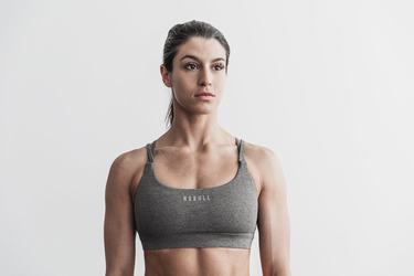 Grey Women's Nobull Plush Heather Sports Bras | USA018954