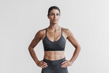 Grey Women's Nobull V-Neck Matte Sports Bras | USA095786