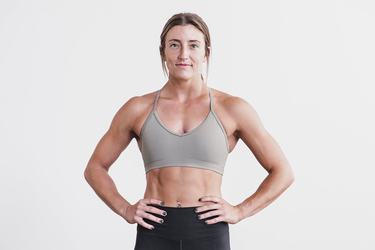 Grey Women's Nobull V-Neck Matte Sports Bras | USA302416