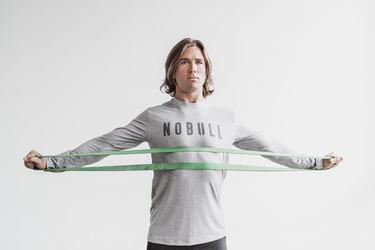 Light Grey Men's Nobull Long Sleeves | USA096543