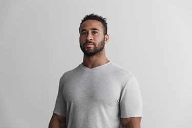 Light Grey Men's Nobull V-Neck T Shirts | USA094576