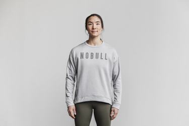 Light Grey Women's Nobull Crew Sweatshirts | USA423601