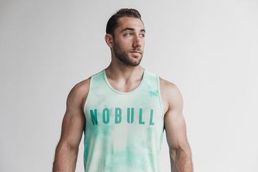 Light Turquoise Men's Nobull Tie-Dye Tank Tops | USA624085