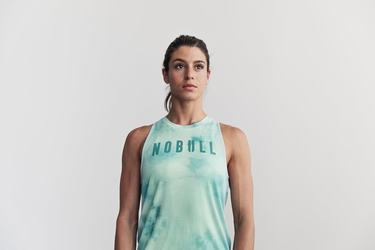 Light Turquoise Women's Nobull High-Neck Tie-Dye Tank Tops | USA295407