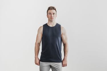 Navy Men's Nobull Lightweight Tank Tops | USA896452