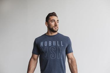 Navy Men's Nobull (Madison) T Shirts | USA256890