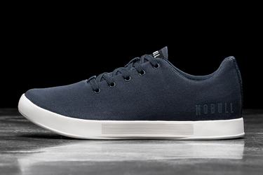 Navy White Men's Nobull Canvas Trainers | USA651804