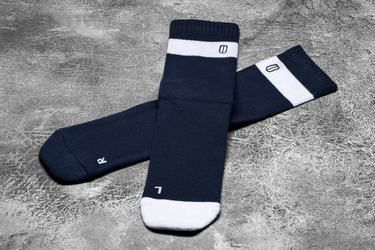 Navy White Women's Nobull Crew Socks | USA073528