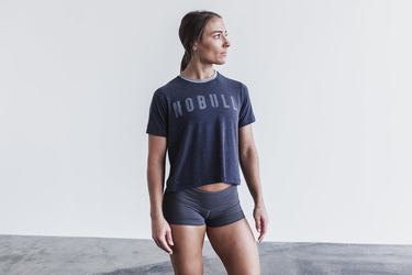 Navy Women's Nobull Boxy T Shirts | USA218945