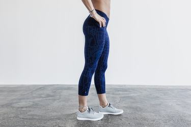 Navy Women's Nobull Crop Tights | USA309152