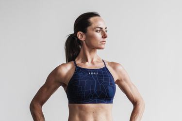 Navy Women's Nobull High-Neck Sports Bras | USA712853