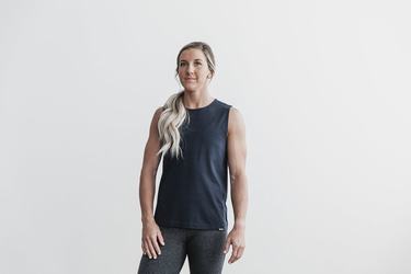 Navy Women's Nobull Lightweight Sleeveless T Shirts | USA950413