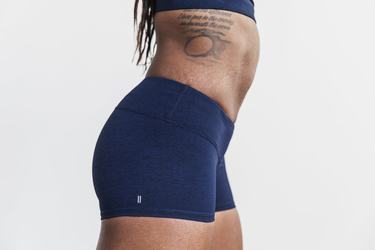 Navy Women's Nobull Mid-Rise 2" Plush Heather Shorts | USA701549