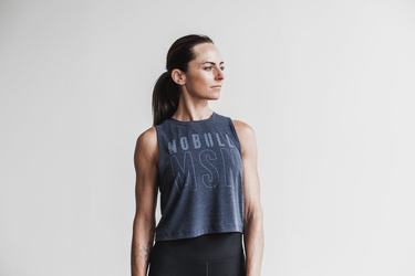 Navy Women's Nobull Muscle (Madison) Tank Tops | USA864370