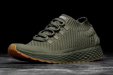 Olive Women's Nobull Army Knit Runner Running Shoes | USA347268