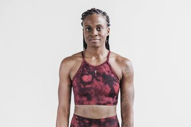 Orange Black Women's Nobull Halter Tie-Dye Sports Bras | USA819056