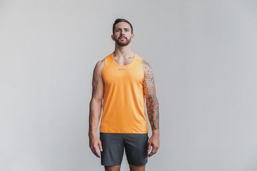 Orange Camo Men's Nobull Lightweight Textured Neon Tank Tops | USA316279