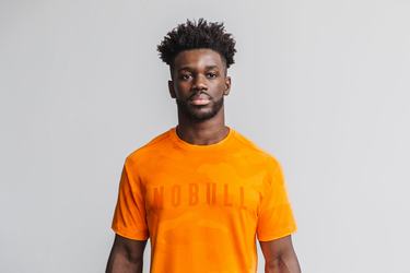 Orange Camo Men's Nobull T Shirts | USA286593