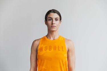 Orange Camo Women's Nobull High-Neck Neon Tank Tops | USA728601