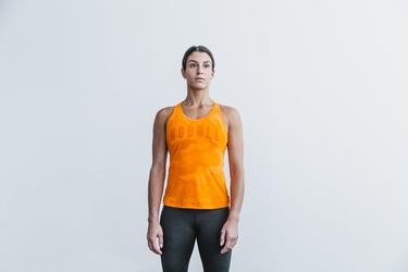 Orange Camo Women's Nobull Racerback Neon Tank Tops | USA039458