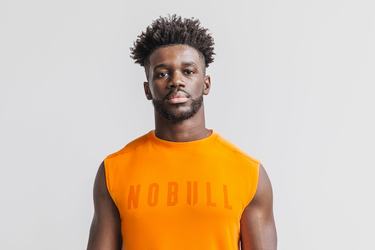 Orange Men's Nobull Sleeveless T Shirts | USA920516