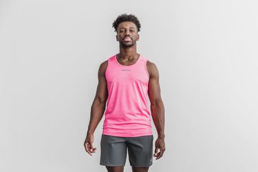 Pink Camo Men's Nobull Lightweight Textured Neon Tank Tops | USA642075