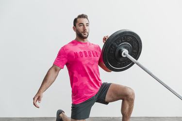 Pink Camo Men's Nobull T Shirts | USA891645