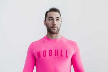 Pink Men's Nobull Long Sleeves | USA742953