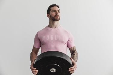 Pink Men's Nobull Miami T Shirts | USA903147