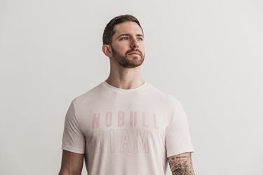 Pink Men's Nobull Miami T Shirts | USA987412