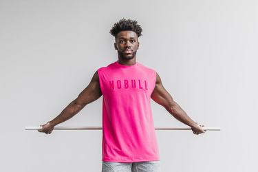 Pink Men's Nobull Sleeveless T Shirts | USA503172