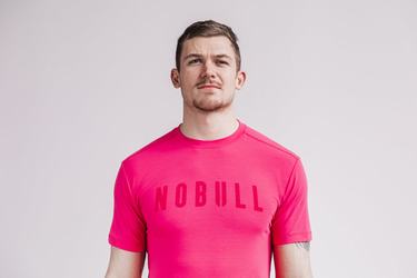 Pink Men's Nobull T Shirts | USA259148