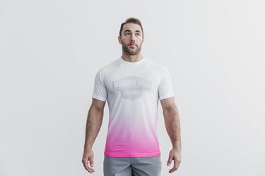 Pink Men's Nobull Wodapalooza Dip-Dye T Shirts | USA325048