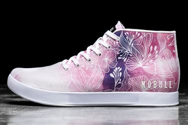 Pink White Women's Nobull Canvas Mid Trainers | USA750432