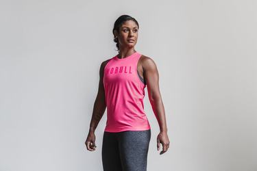 Pink Women's Nobull High-Neck Neon Tank Tops | USA450798