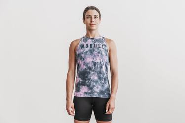 Pink Women's Nobull High-Neck Tie-Dye Tank Tops | USA814670