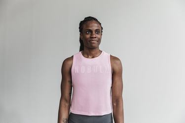 Pink Women's Nobull Muscle Tank Tops | USA059243