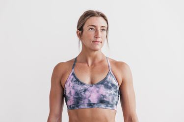 Pink Women's Nobull V-Neck Tie-Dye Sports Bras | USA369754