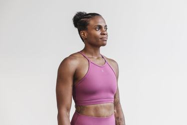 Purple Women's Nobull Halter Matte Sports Bras | USA065123