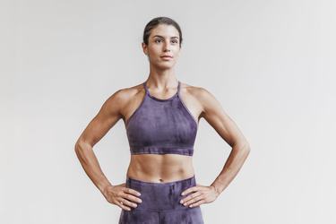 Purple Women's Nobull Halter Tie-Dye Sports Bras | USA410823