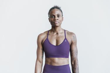 Purple Women's Nobull V-Neck Matte Sports Bras | USA693748