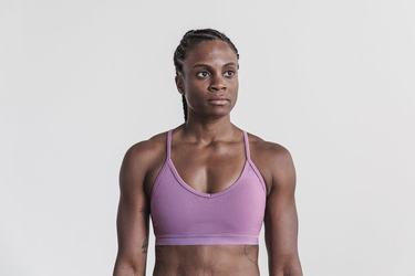 Purple Women's Nobull V-Neck Matte Sports Bras | USA967425