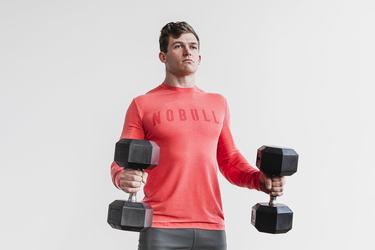 Red Men's Nobull Long Sleeves | USA492386