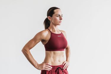 Red Women's Nobull High-Neck Sports Bras | USA759638