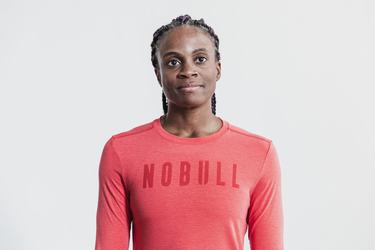 Red Women's Nobull Long Sleeves | USA748259