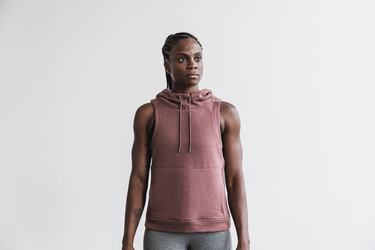 Red Women's Nobull Microplush Sleeveless Hoodie | USA082476