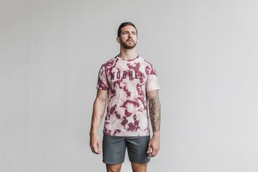 Rose Dark Red Men's Nobull Tie-Dye T Shirts | USA386924