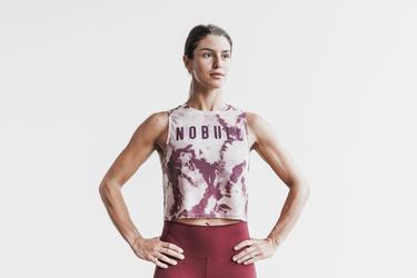 Rose Dark Red Women's Nobull Muscle Tie-Dye Tank Tops | USA804915