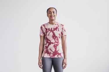 Rose Dark Red Women's Nobull Tie-Dye T Shirts | USA783962